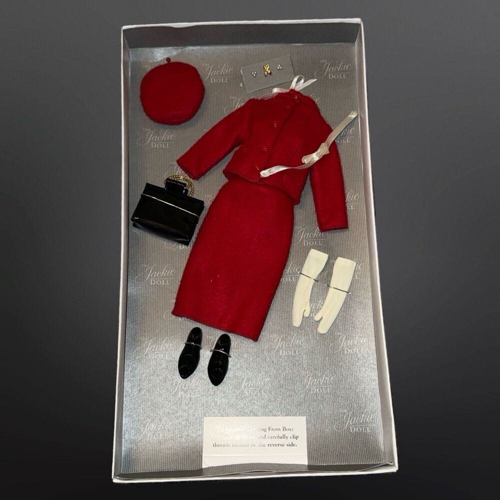 Franklin Mint Jackie Kennedy Mountie Red Suit Peach Party Dress Outfit Dress